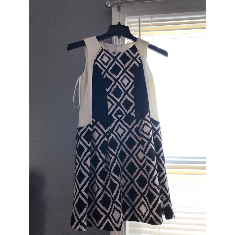 Black and white knee length dress